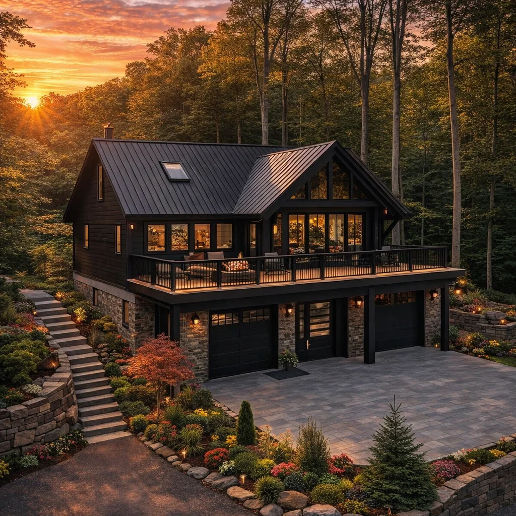 Sunset forest house